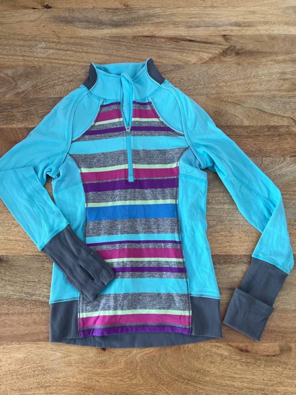 IVIVVA (Lululemon for kids) Girls Sz 10 Turquoise 1/4 Zip-Up Jacket